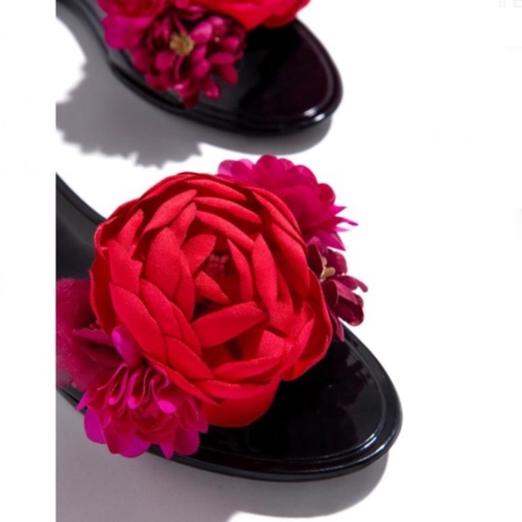 Floral Jelly Slides - Black - Picture 3 of 8